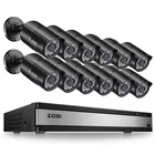 Камера видеонаблюдения ZOSI, инфракрасная Водонепроницаемая камера безопасности с ночным видением, 16 каналов, 1080 пикселей, 2 МП