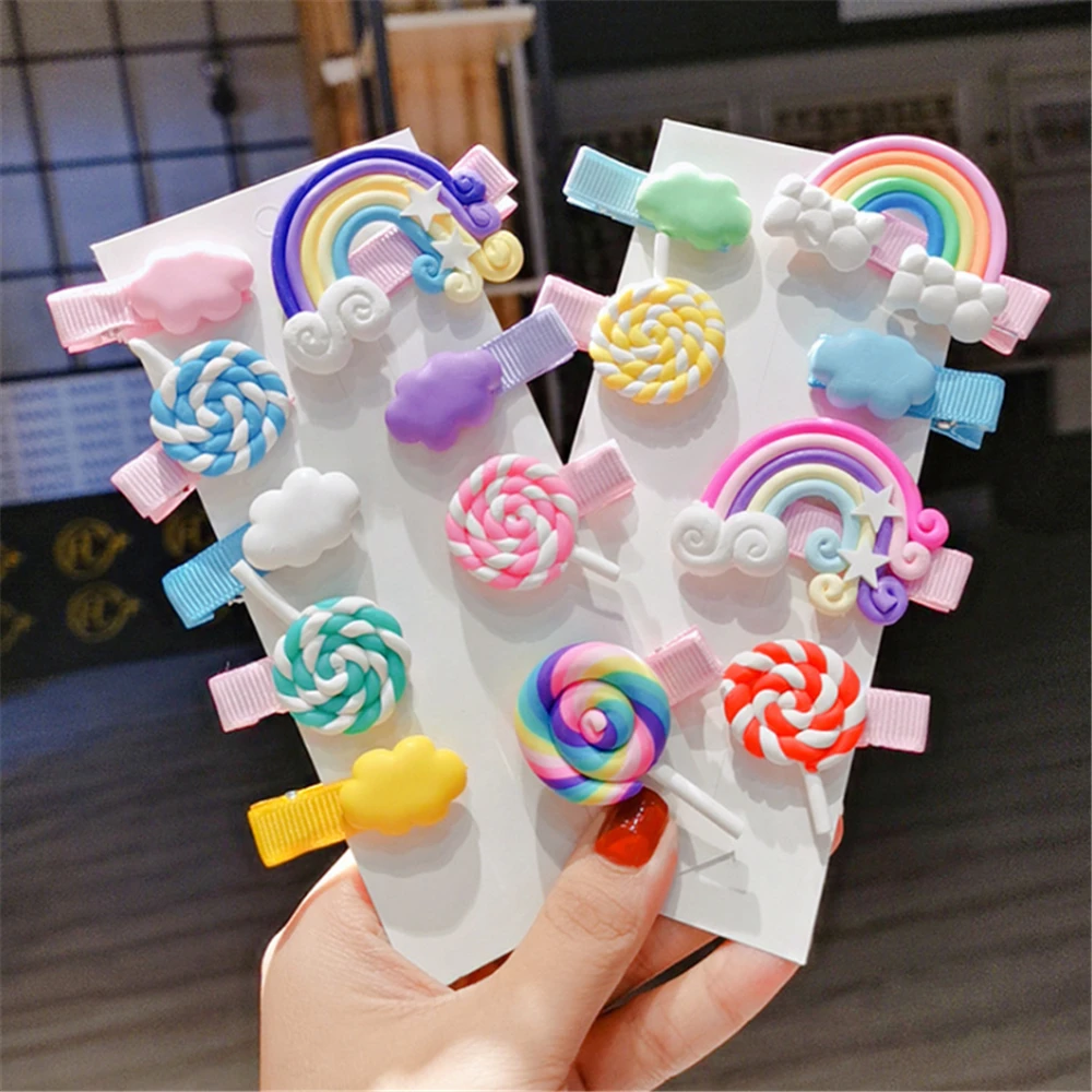 

3pcs/set Cute Girl Cloud Lollipop Rainbow Hairpins Cartoon Bobby Pin Hair Clips for Girls Children Headband Kids Accessories