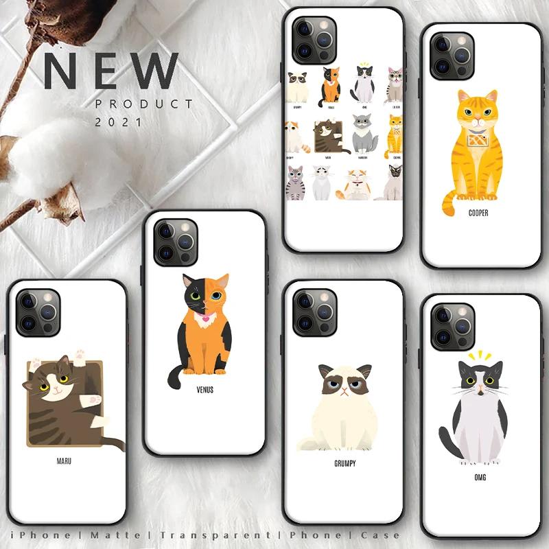 

Phone Case For iPhone 6 6S 7 8 Plus 11 12 Mini Pro X XR XS Max SE 2020 Soft coque touch TPU silicon Cute cartoon animal cat