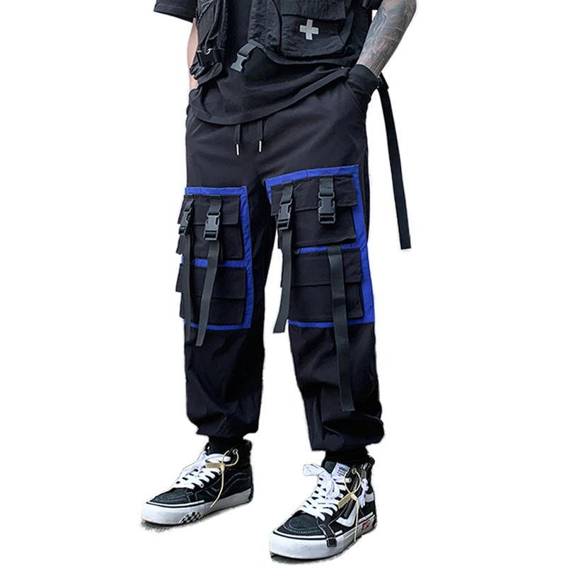 

2022 Spring Autumn Fashion Color Patchwork Ribbons Men's Jogger Sweatpants Casual Hip Hop Trousers Streetwear