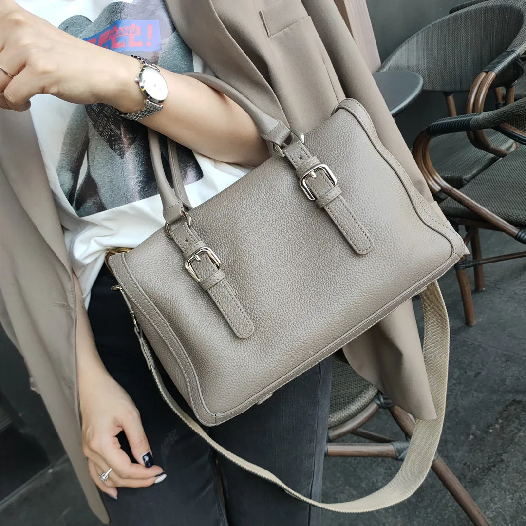 

Top Grade Real Cow Leather Ladies Handbag Boston Bag High Quality Designer Luxury Brand Boston Shoulder Bag Women Daily Bag