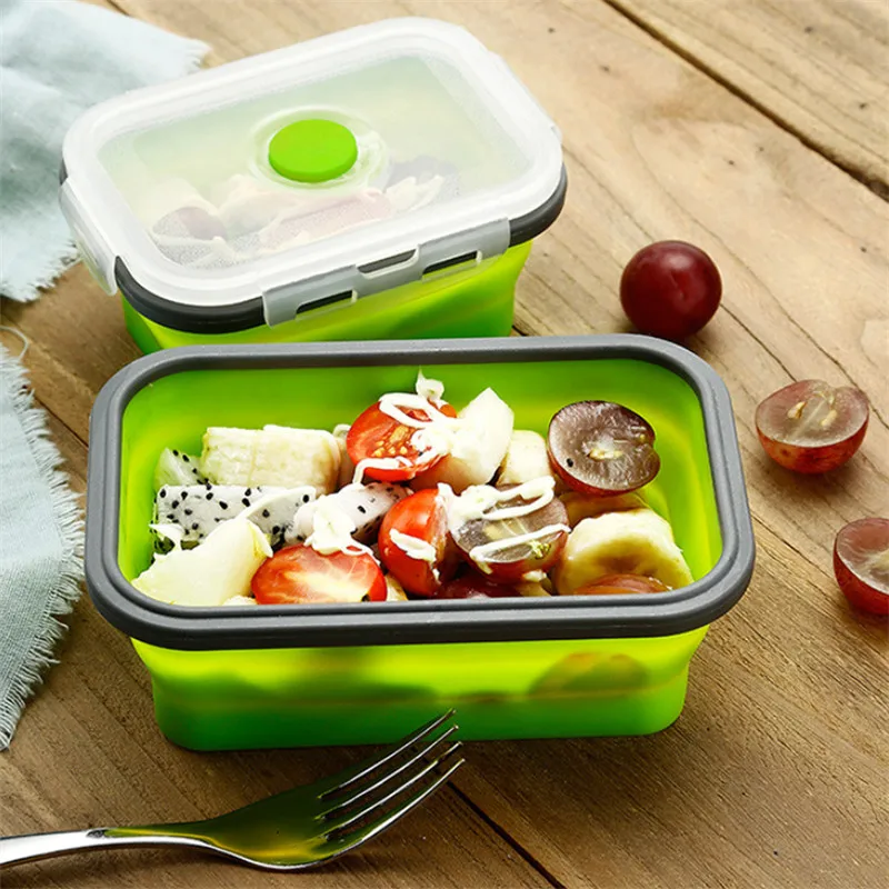 Складная коробка Bento из силикона 1 шт. портативная для ланча контейнер хранения