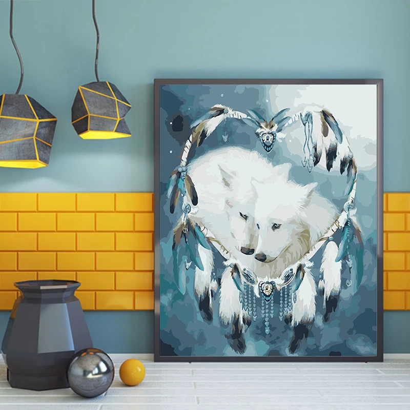 Краска от numbes художественная живопись по номерам волк животное тотем DIY