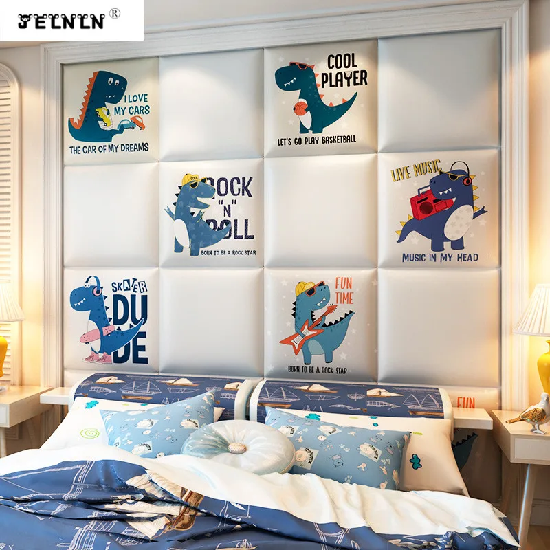 Мультяшные наклейки с рисунком динозавра мягкие настенные для кровати ребенка