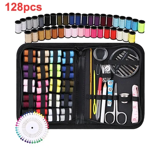 128pcs 128 шт. набор ручных вязальных швейных коробок, портативный дорожный набор инструментов для шитья, набор игл для шитья и вышивки, набор для шитья, Органайзер - Цвет: 128pcs