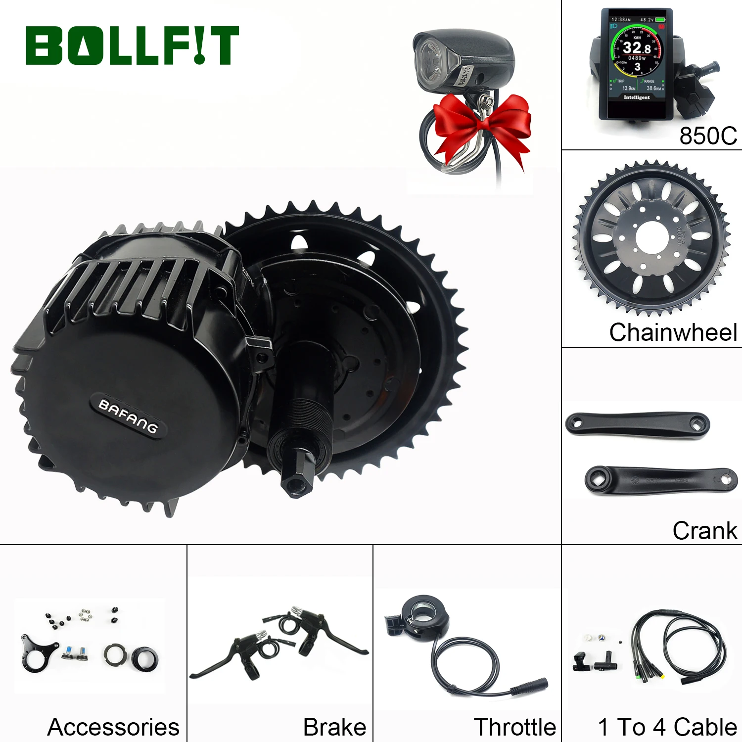 Bafang BBSHD 48V 1000W MMG320 M615 16Ah Li-Ion Батарея 8FUN Средний диск центральный мотор для электрического велосипеда, фара для электровелосипеда в Conversion Kit