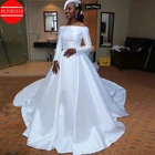 С открытыми плечами в африканском стиле свадебное платье с одежда с длинным рукавом, белые свадебные платья для принцессы, прямое детское платье Vestidos De Novia простой Boda Trouwjurk