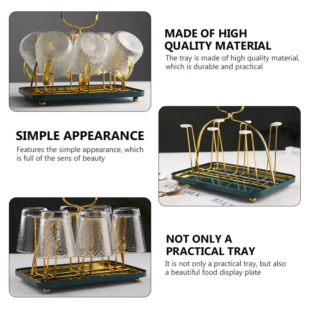 

1pc Simple Iron Storage Tray Iron Cups Drainage Tray Practical Storage Plate