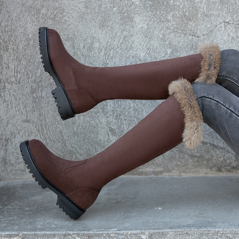 

Sarairis 2020 New Design Add Fur Warm Winter Boots Woman Shoes Platform Comfortable Concise Snow Boot Female Knee High Boots