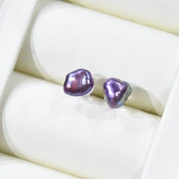 925 sterling silver natural freshwater baroque keshi mini purple pearl stud luxury charming earrings jewelry for women gift new