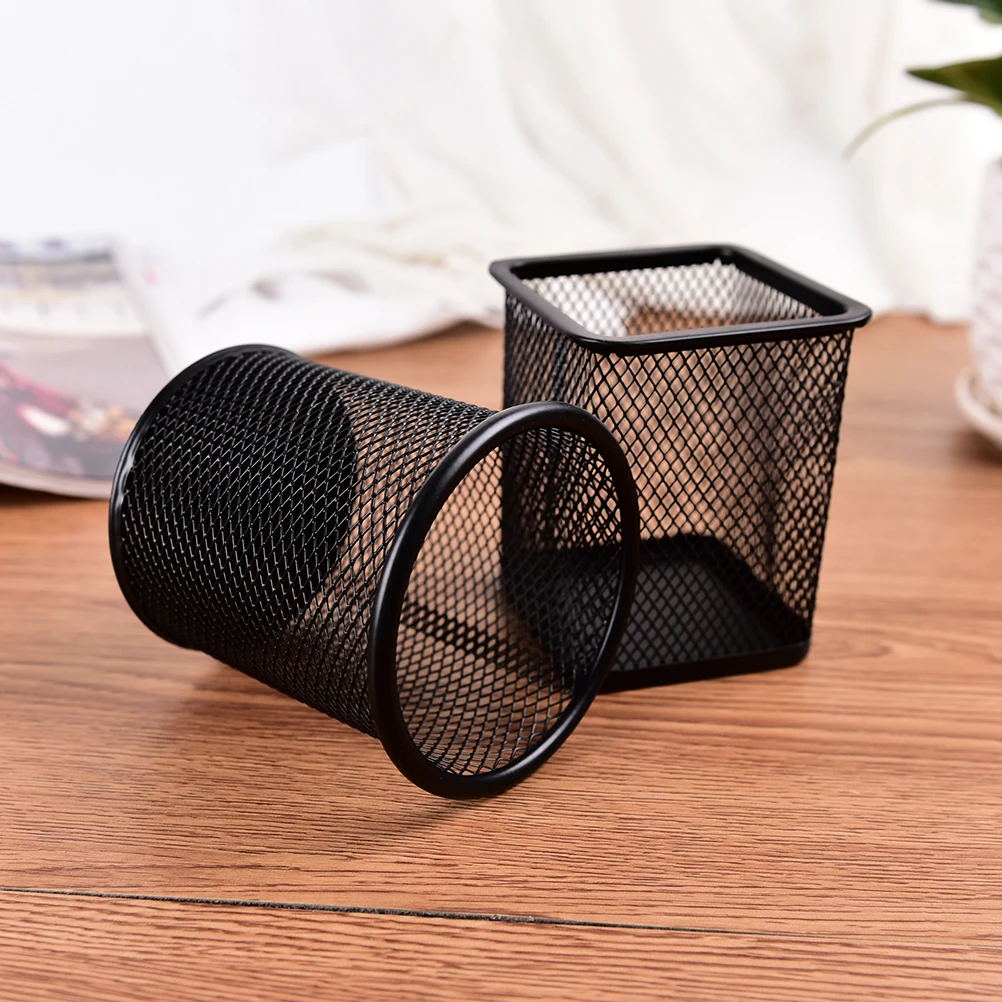 

1PC Black Metal Stand Mesh Style Pen Pencil Ruler Holder Desk Organizer Storage