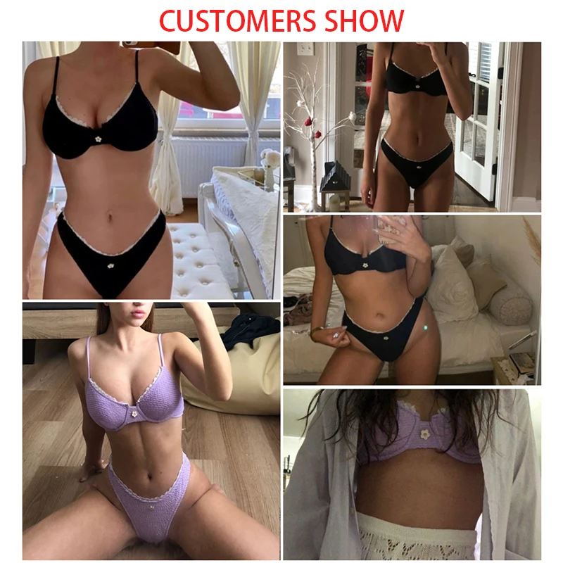 Сексуальный ребристый купальник с рюшами Женский комплект бикини на косточках