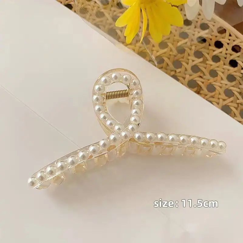 

South Korea Ins Instafamous Elegance Pearl Hair Clip Jaw Clip Barrettes Simple Hair Clip Adult Female Clip Hairware Female