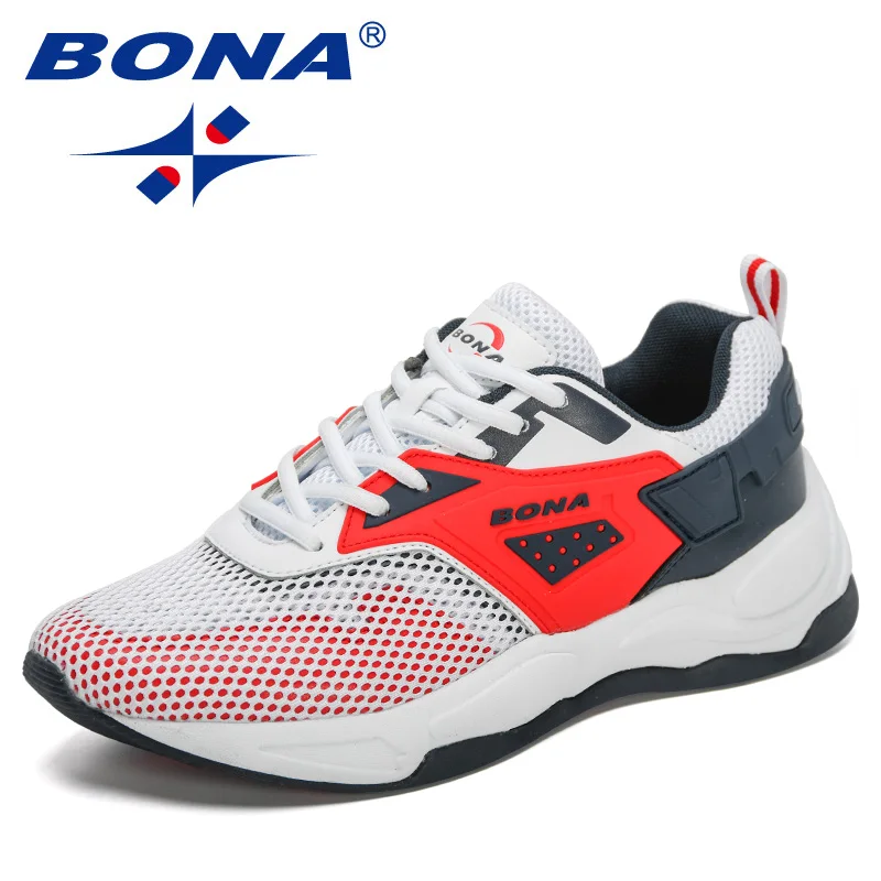 

BONA 2021 New Designers Sport Shoes Fashion Men Running Shoes Air Mesh Sneakers Man Non Slip Footwear Breathable Jogging Shoes