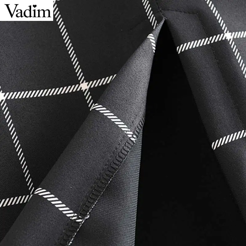 Женское элегантное платье vadim клетчатая юбка миди с поясом бабочкой и молнией