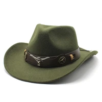 wome men black wool chapeu western cowboy hat gentleman jazz sombrero hombre cap dad cowgirl hats size 56 58cm