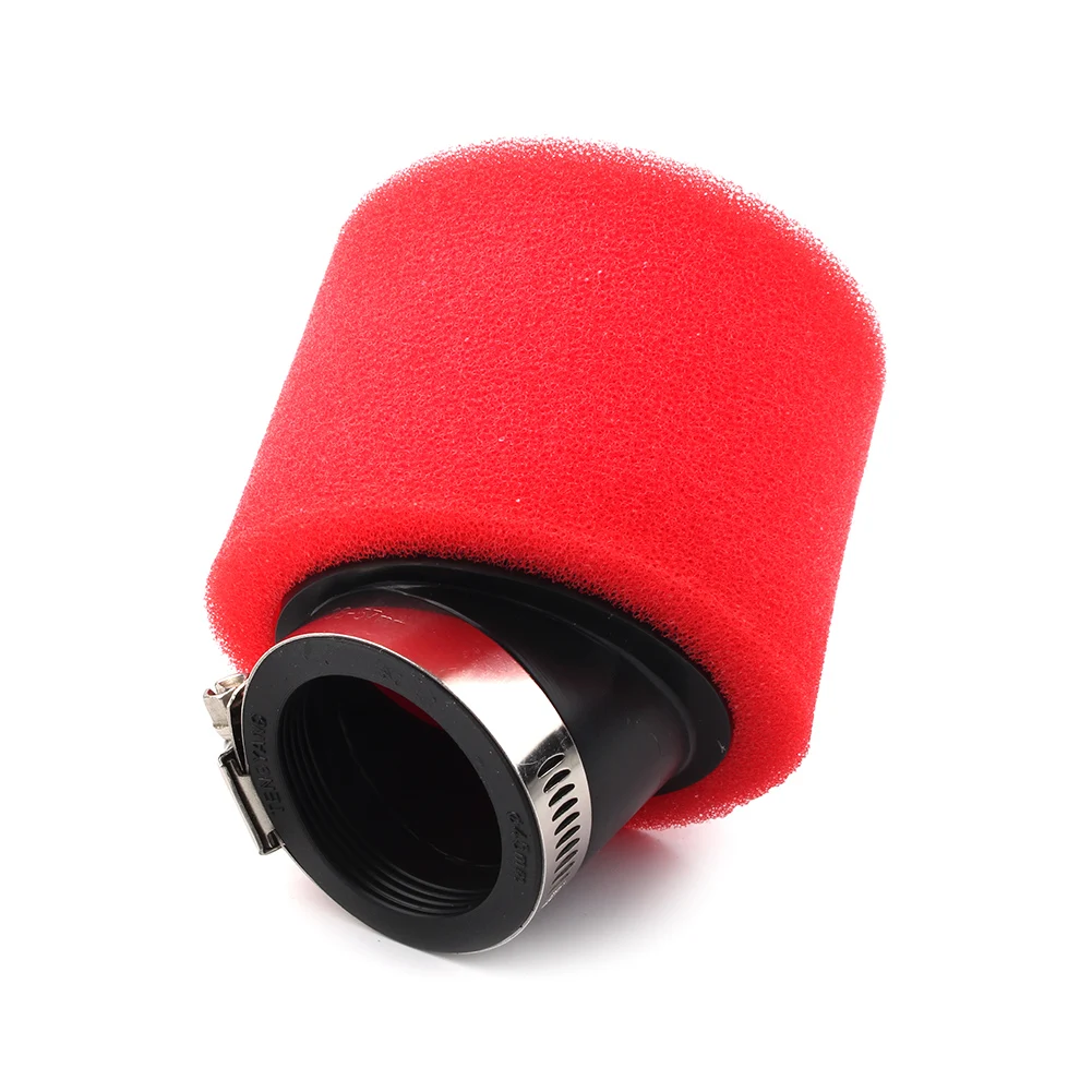 

50mm Red Motorbike Air Filter Angled for ATV Go Kart Moped Scooter Pocket Dirt Bike
