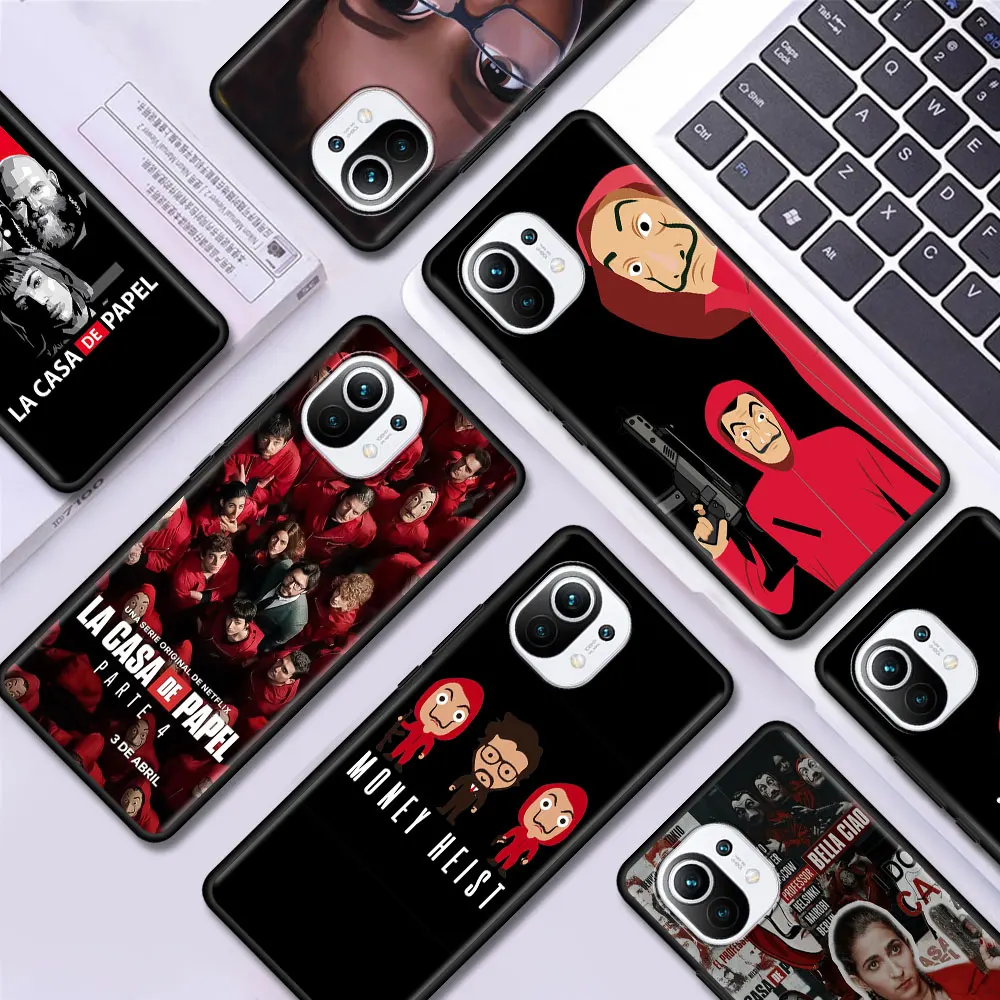 

Silicone TPU Case for Xiaomi Mi 10 11 11X 9T CC9 Pro Black Cover 10 11 10T Lite 5G Soft Couqe Capa Cute Money Heist House Paper