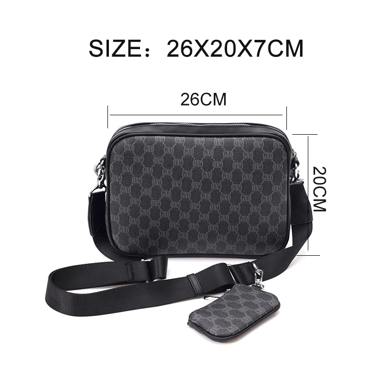 

MANET Luxury Brand Leather Mens Crossbody Bag Plaid Pattern Travel Messenger Bags For Man High Quality Satchel Sling School Bag