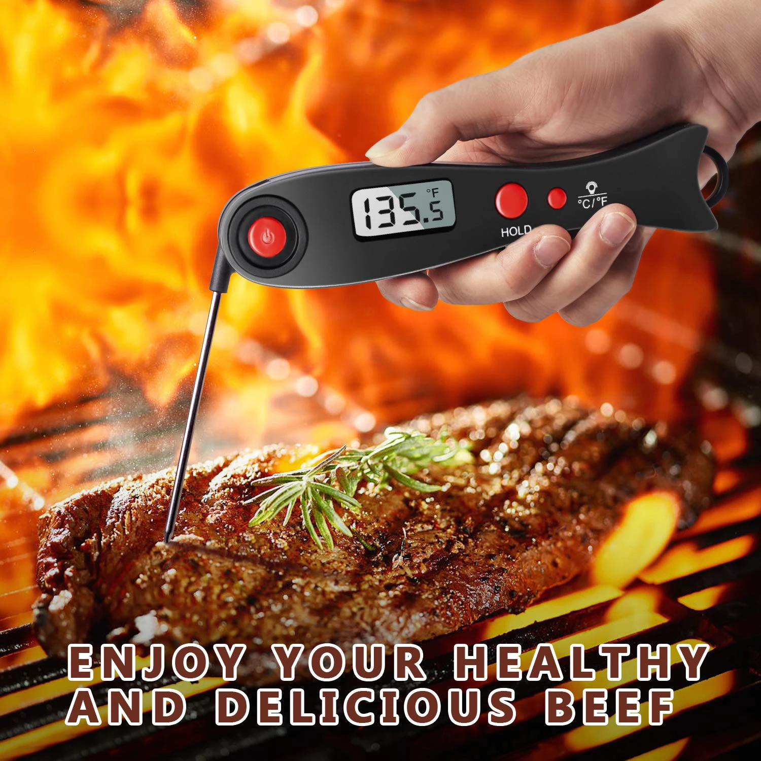 

Meat Thermometer Barbecue Thermometer with Backlight LCDDigital BBQ Thermometer Electronic Cooking Food Thermometer
