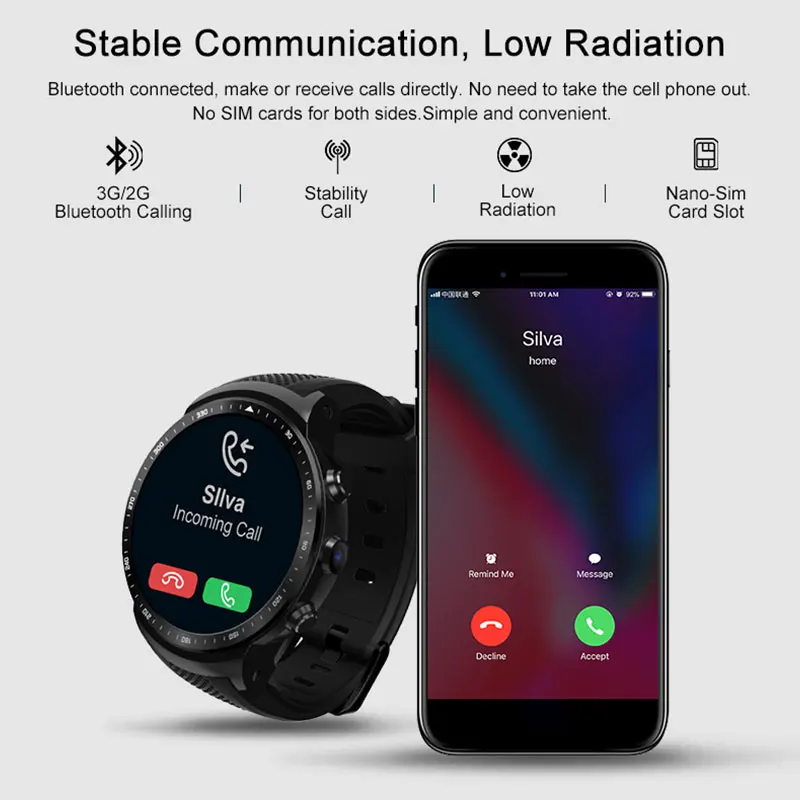 Zeblaze THOR Dual Chipset 3G Smart Watch LTE Global Bands 8MP Front Camera 2G+16G ROM WIFI GPS 1.53'' AMOLED Smartwatch Phone |