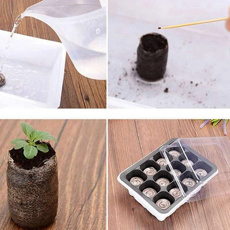 

100Pcs Peat Pellets Plant Starting Soil Block Jiffy Seedling Plugs & 50x Bamboo Plant Label Houses and T-Shaped
