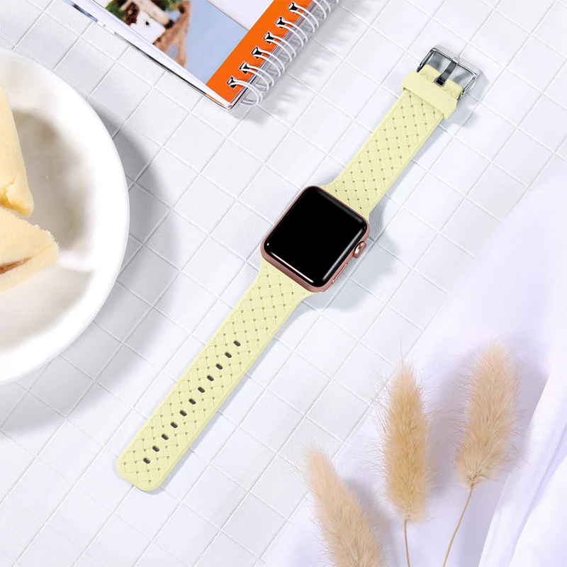 Силиконовый ремешок для Apple watch 5 44 мм 40 iwatch band 42 38 тканый с узором apple браслет 4 3 2