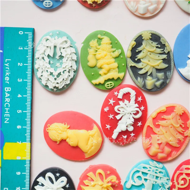 30pcs/bag Resin Retro Christmas Patch Decoration Accessories Slime Toys Polymer Clay Molds Playdough DIY Cream Glue Mud Material | Игрушки и