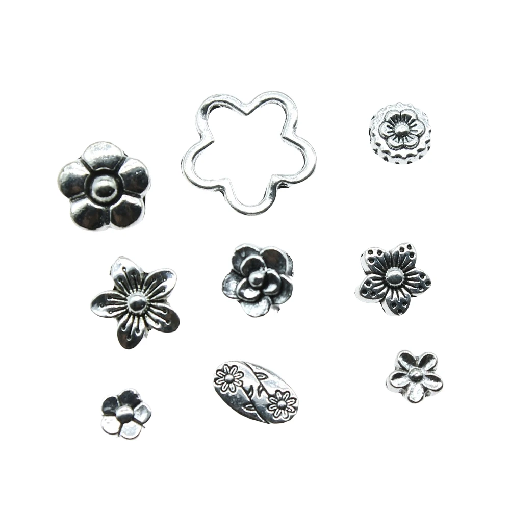 20 шт. Подвески из бисера в виде цветов античные серебряные подвески с маленькими