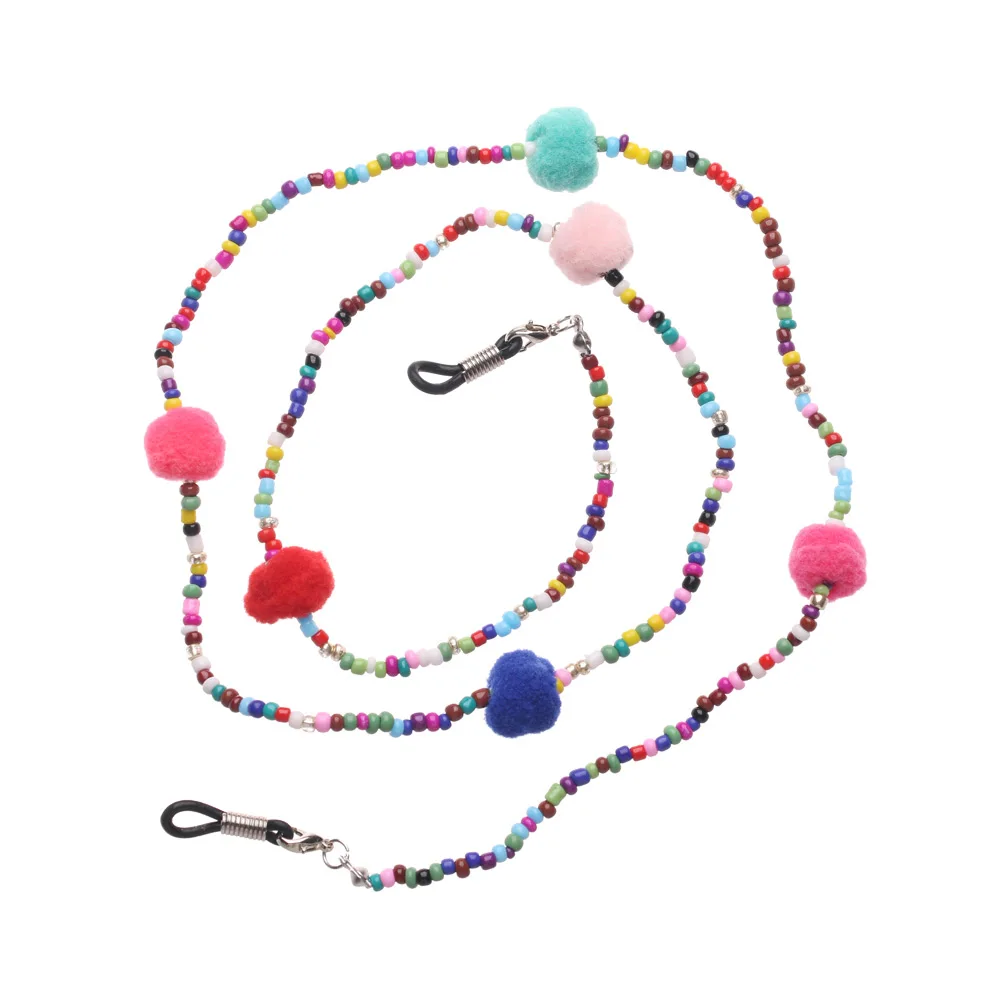 Цепочка для очков женская с цветными бусинами милая плюшевая Очаровательная