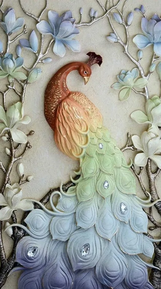 

Div 5D Peacock Floral Flower Tree Full Diamond Painting cross stitch kits art High Quality Animal 3D paint by diamonds