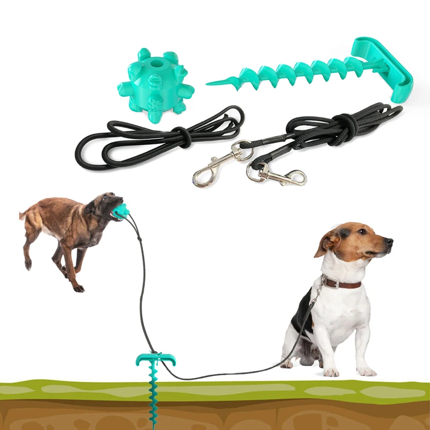 

For Interactive Dog Toy Push Ball Toys Ground Nails Traction Rope Tooth Cleaning Chew Tools for Dogs Outdoor Pile Bite Toys