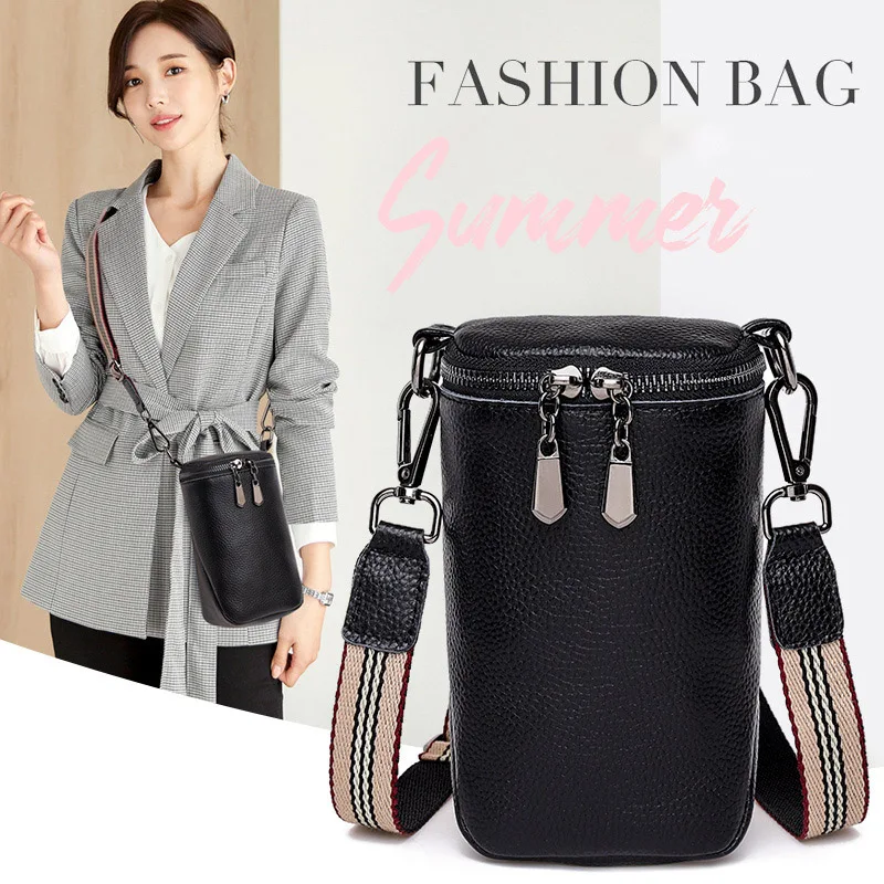 

Fashion Crossbody Bags For Women Bucket Leather Shoulder Bag Universal Mobile Phone Pouch Wallet Handbags Messenger Pack Purses