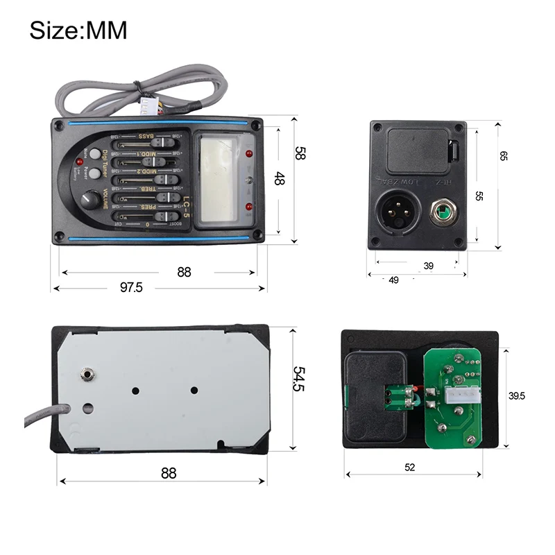 

10Pcs 5 Bands LC-5 Guitar Pickup for Acoustic Guitarra Preamp EQ Equalizer with Digital Tuner Pegar Instrumentos Guitar Parts