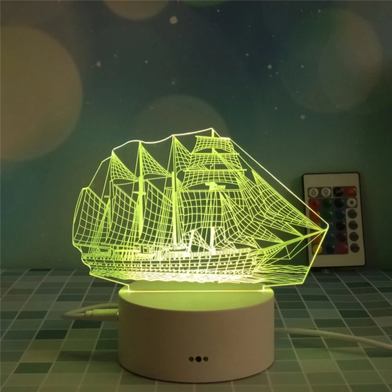Touch Remote Control Colorful Night Light Multi-shape Acrylic Material Table Lamp Cute Cartoon | Освещение