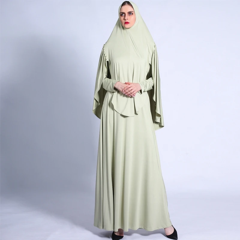 

Ramadan two Piece Prayer Abaya Dress Jilbab Hijab Dresses Kaftan Hooded Robe Headcover Long Khimar Modest Islam Dubai Clothes