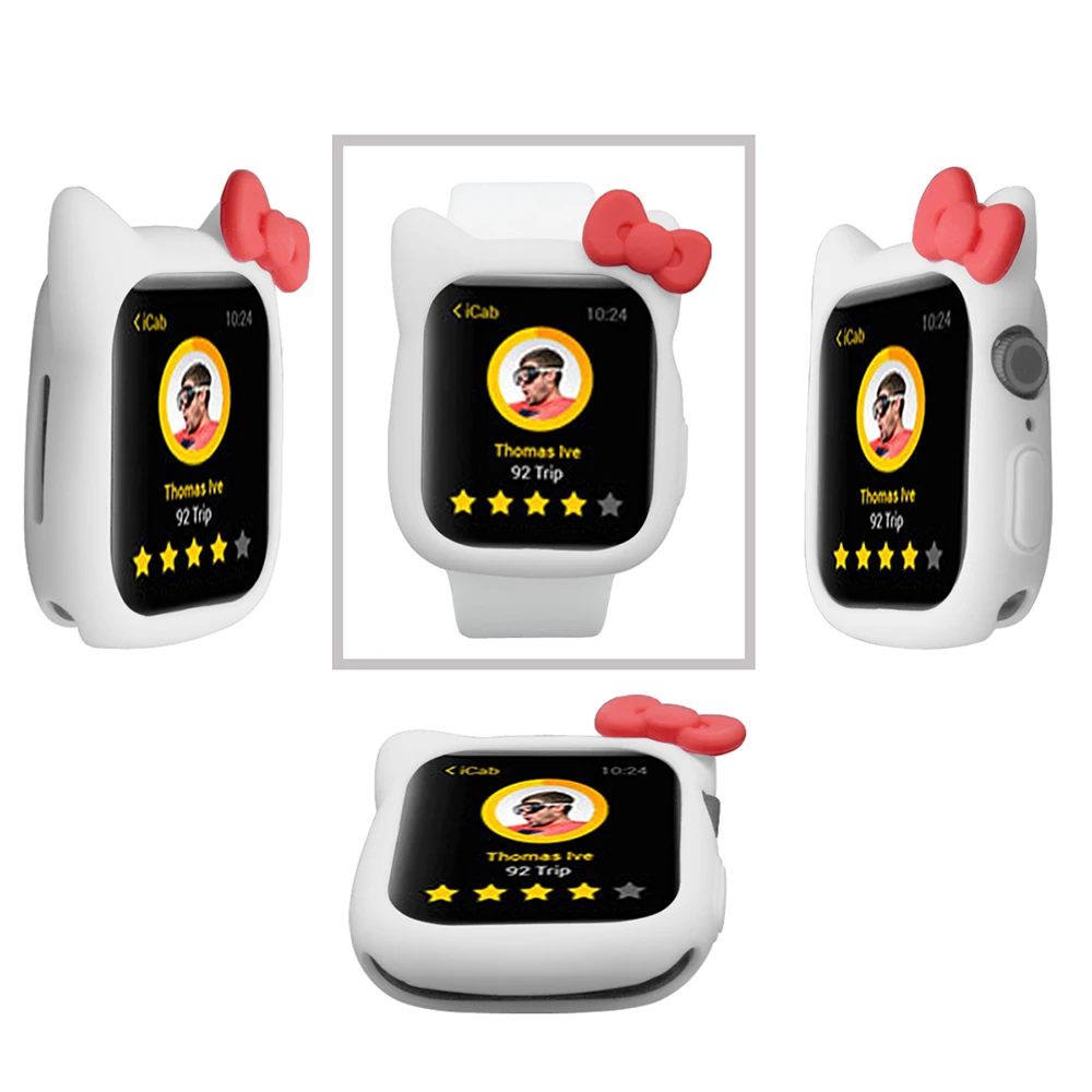Силиконовый чехол для Apple Watch, чехол 5, 4, 44 мм, 40 мм, мультяшный чехол hello kitty для iWatch 3, 2, 1, 38 мм, 42 мм, защитный чехол