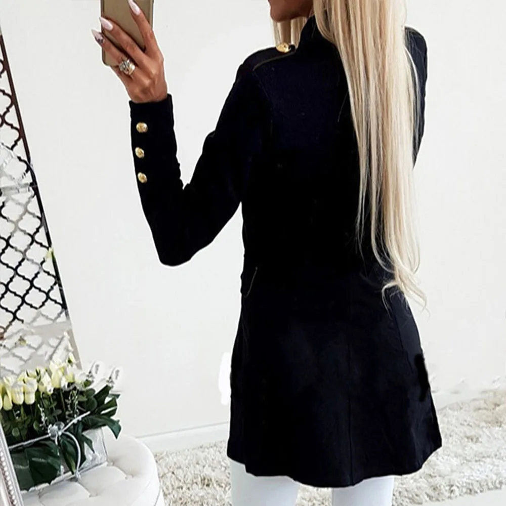 Новый длинный рукав на пуговицах тонкий женский OL Fit повседневный Блейзер костюм