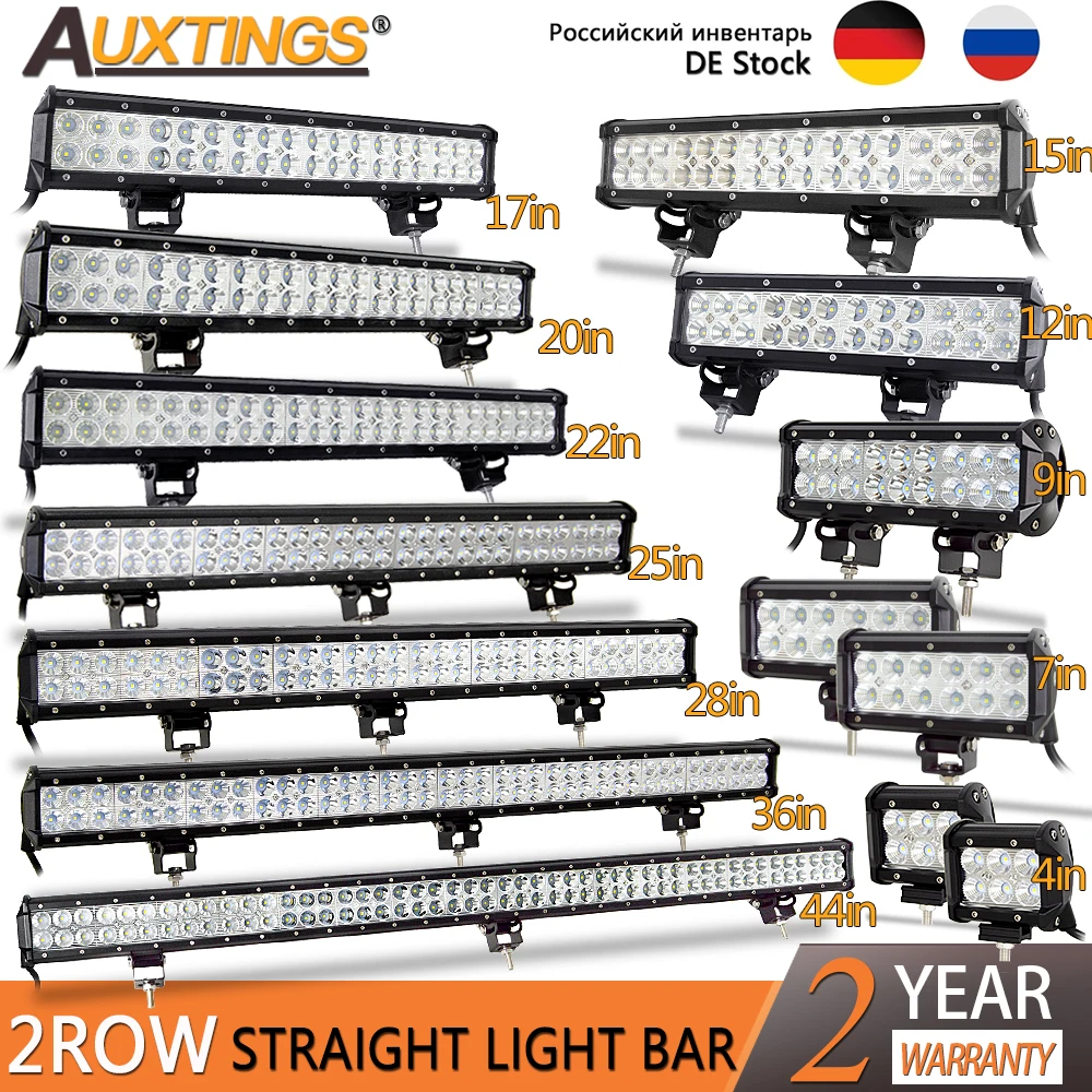 Auxtings 4/7/12/15/17/20/22/25/28/44‘’ in offroad led light bar Spot Flood Combo led Work Light for Jeep Car 4WD Truck SUV ATV