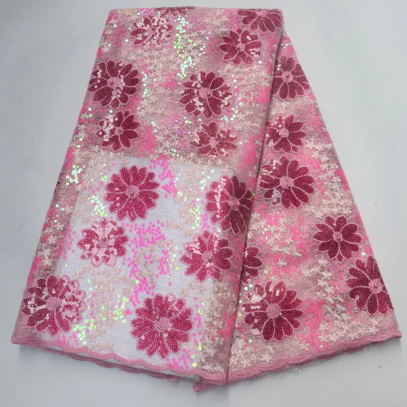 2019 High Quality French Mesh Lace Fabric Latest African Tulle With Sequins For Nigerian Men Women Dress Party 03 | Дом и сад