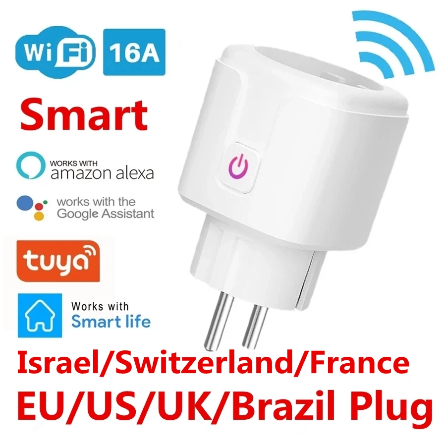 Умная розетка с голосовым управлением Wi Fi вилка стандарта США ЕС 16 А для Alexa Google