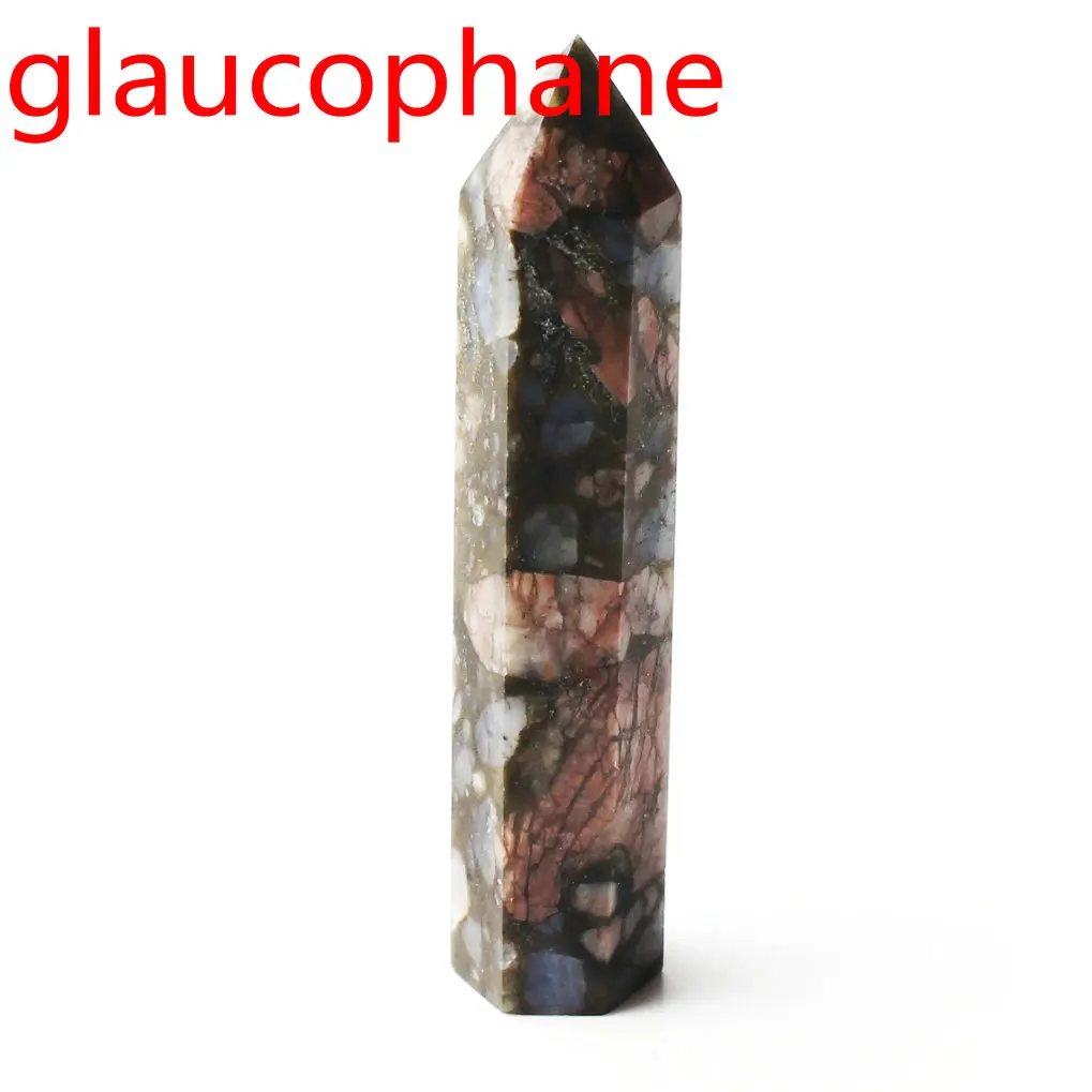 glaucophane Кристалл обелиск точка палочка ювелирные изделия Красочные Флюорит розовый кварц исцеление чакры в рейки декоративная статуэтка Фигурное ожерелье подарок - Цвет: glaucophane