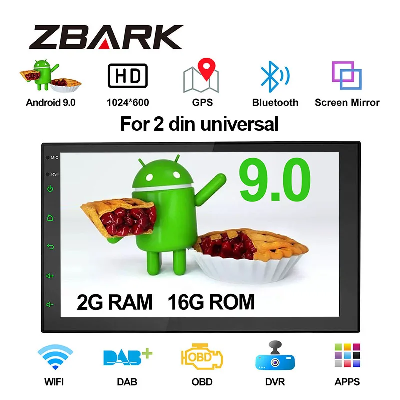 2 Гб ОЗУ Универсальный Android 9 0 двойной Din 7 дюймов четырехъядерный GPS навигатор