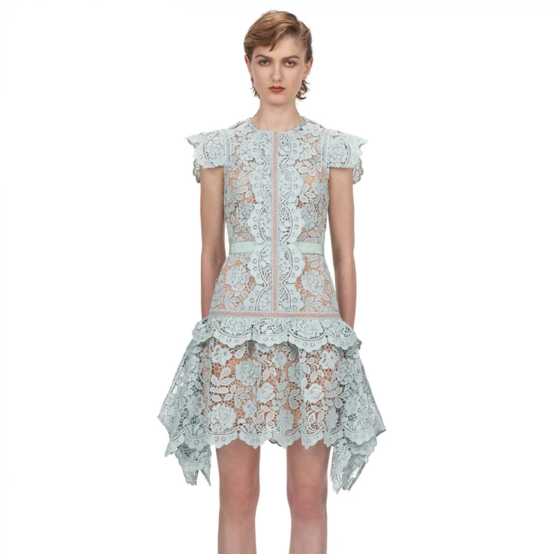 Модельный светильник синее мини платье асимметричное винтажное летнее с