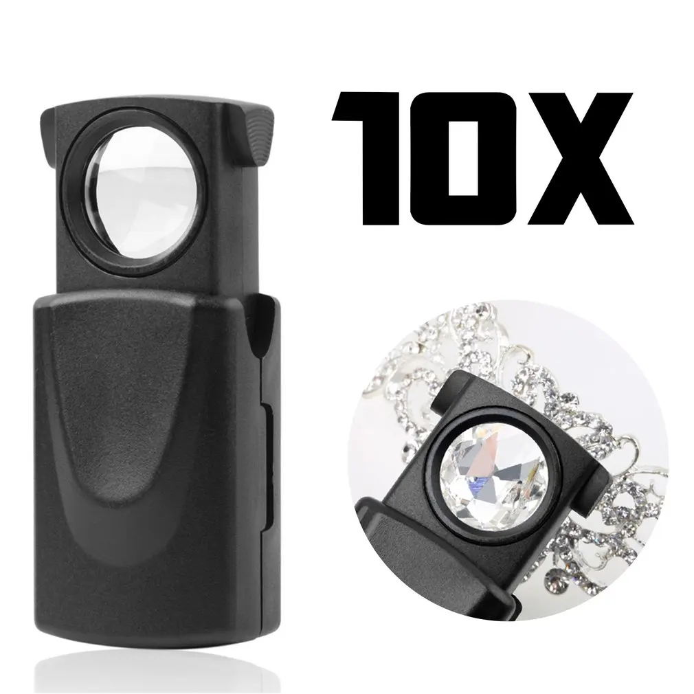 1 шт. Мини карманный 30x21 мм черный микроскоп LED fold eye Jewelry Лупа Потяните Тип