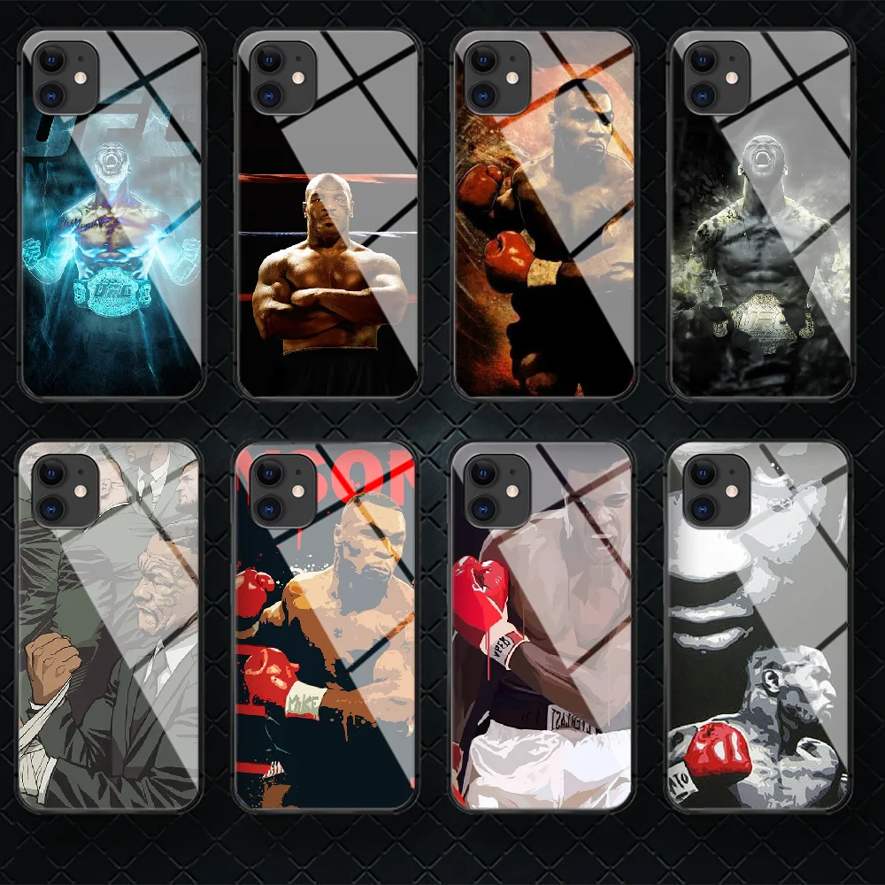 

Boxing Tysons Tempered Glass Phone Case Cover For IPhone 5 6 7 8 11 12 S Plus Xr X Xs Pro Max Mini Se 2020 Black Black Etui