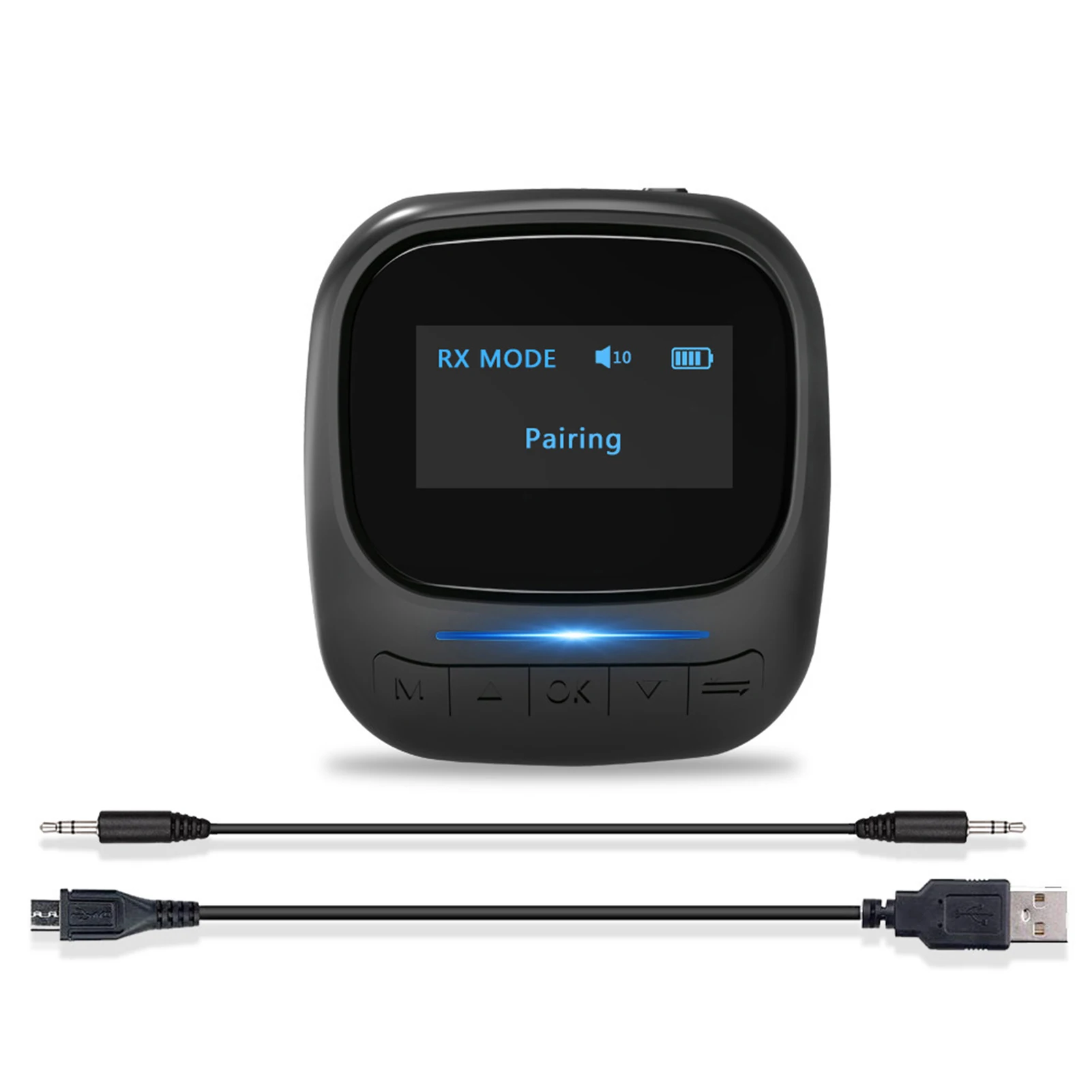 

2in1 Volume Control Computer -compatible Transmitter Visible Screen Sound System Adapter Receiver Car Quick Connection