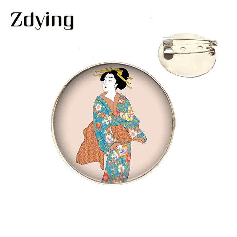 Винтажная японская брошь Zdying Geisha стеклянная мультяшная изображение девушки