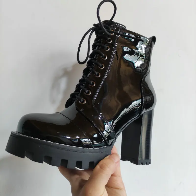 Женские ботильоны из лакированной кожи Осень зима|Женские полусапожки| |