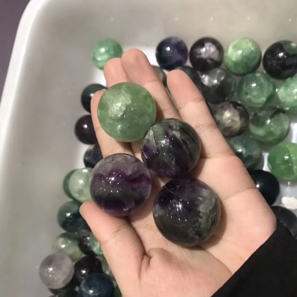 

3cm natural fluorite quartz crystal ball for home decoration